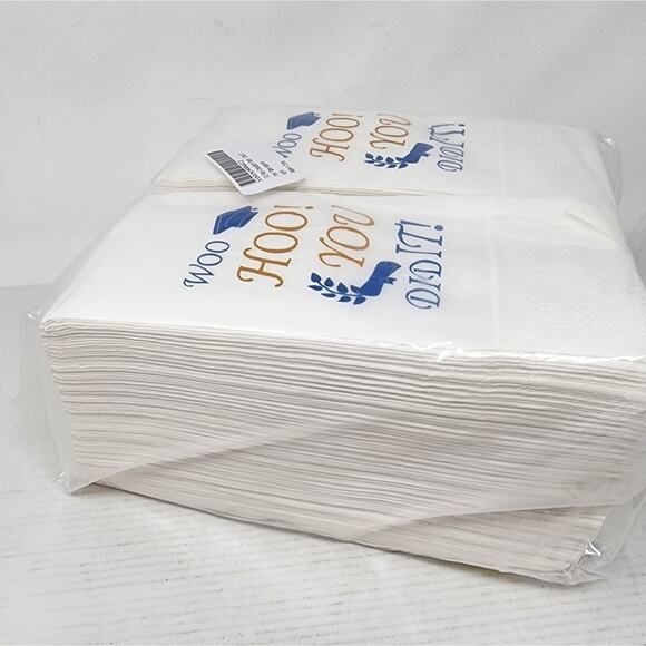 New Graduation Napkins 100 Count Strong Durable White Blue Napkins Grad Party - Picture 3 of 5